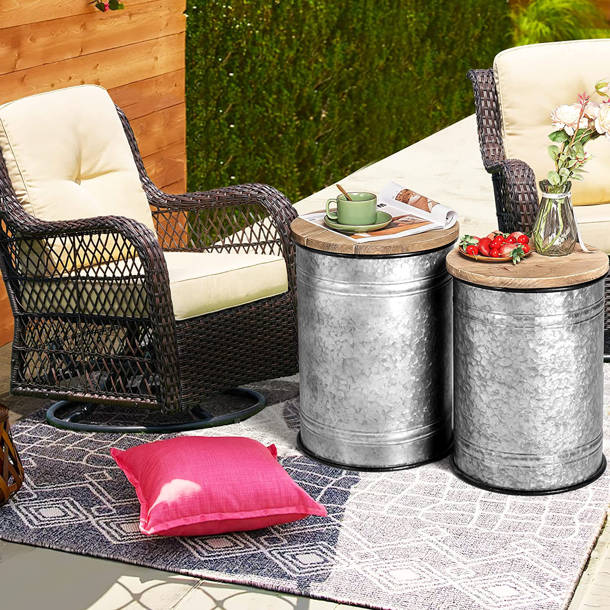 Williston Solid Wood Drum End Tables with Storage Wayfair